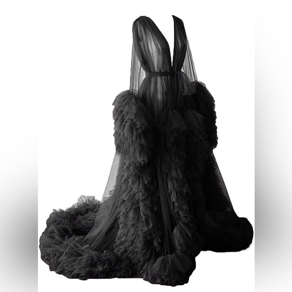 Black tulle Maternity Robe